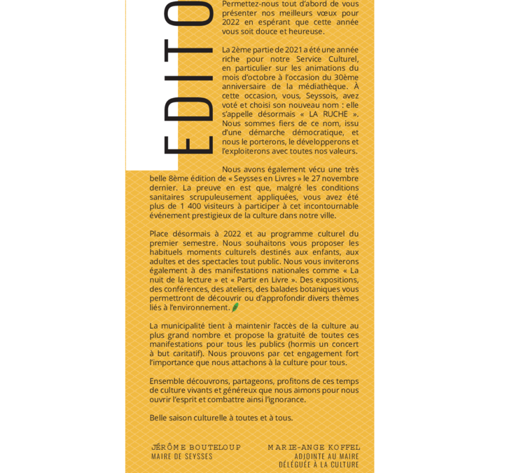 thumbnail of Edito agenda culturel 2022