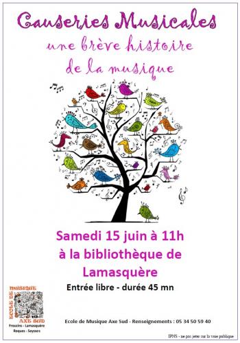 Ecole de Musique Causeries musicales Lamasquère 15 juin 2019